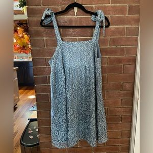 Dusty Blue Lace Babydoll Dress